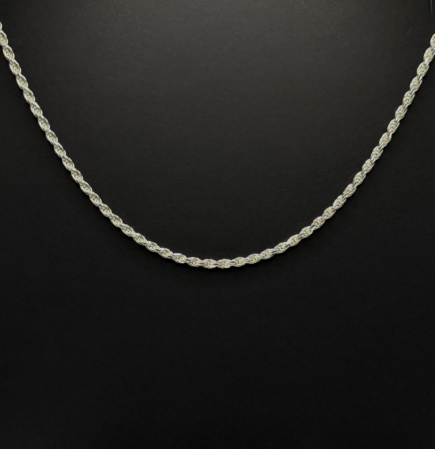925 Sterling Silver Diamond Cut Rope Chain 4mm
