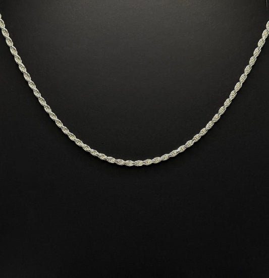 925 Sterling Silver Diamond Cut Rope Chain 4mm