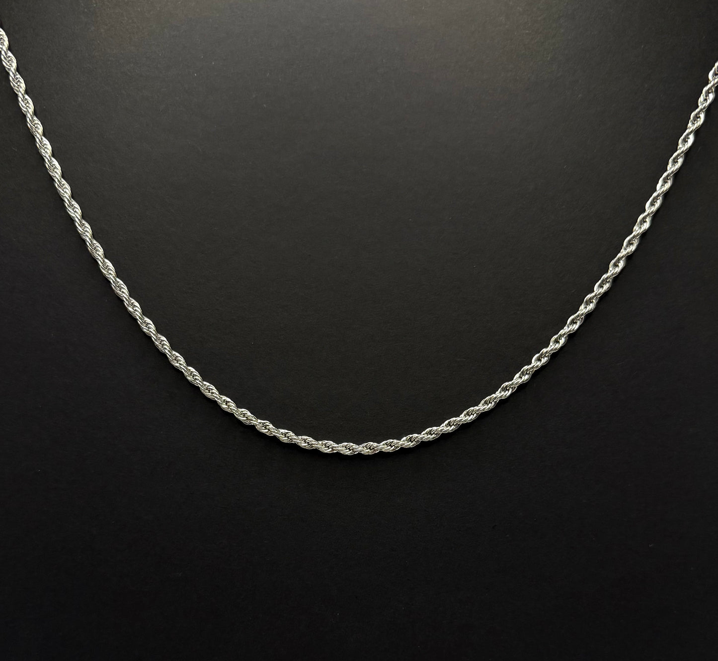 14K White Gold Plated Stainless Steel Rope Chain 3mm