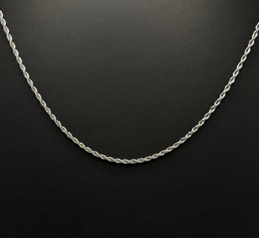 14K White Gold Plated Stainless Steel Rope Chain 2mm