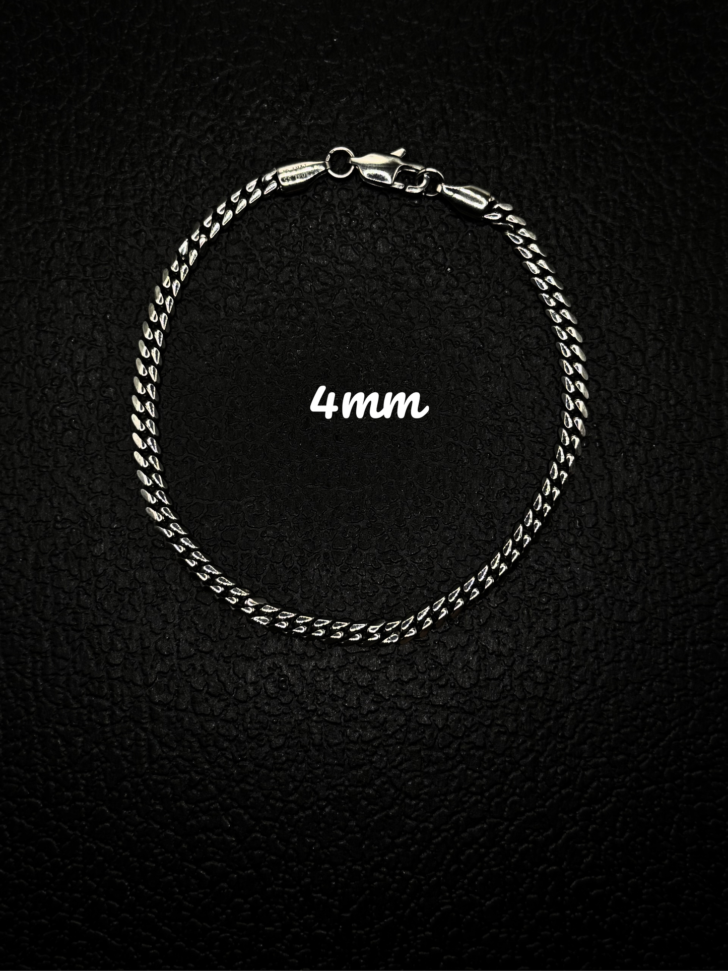 Pulsera de eslabones cubanos de acero inoxidable chapada en oro blanco de 14 quilates