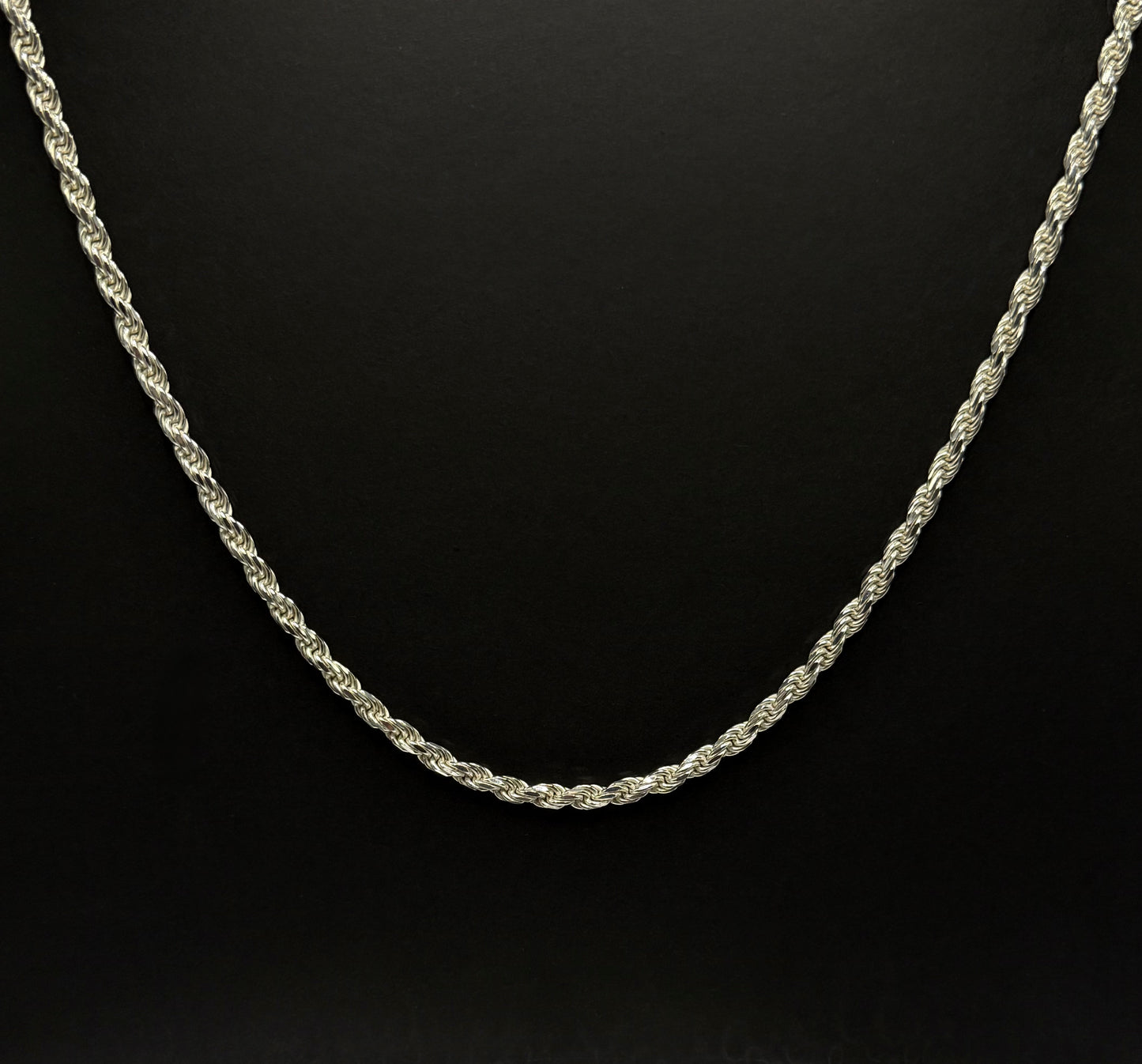 925 Sterling Silver Diamond Cut Rope Chain 5mm