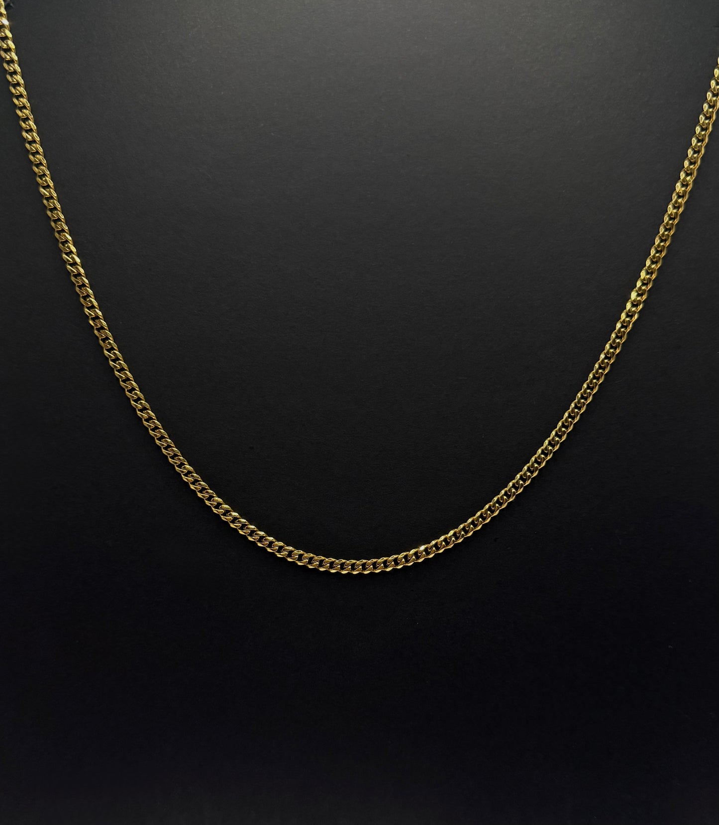 Eslabón cubano de acero inoxidable chapado en oro de 14 k