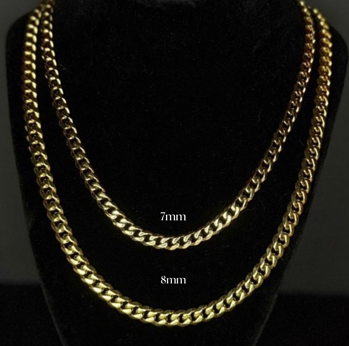 14K Gold Plated Stainless Steel Cuban Link Chain 7mm