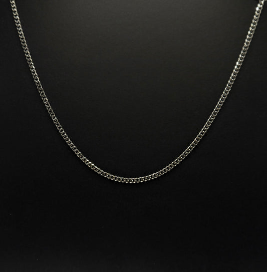 14K White Gold Plated Stainless Steel Cuban Link Chain 3mm