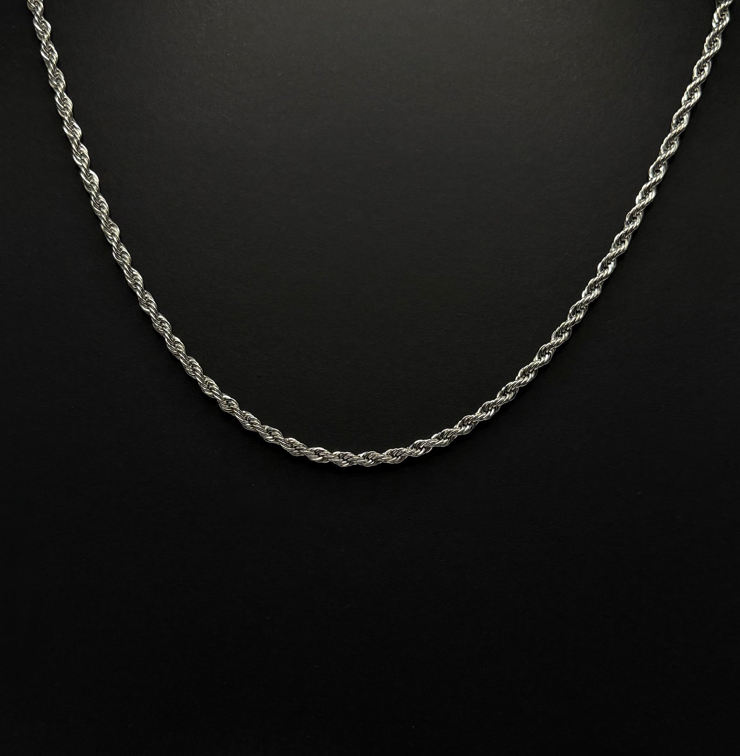 14K White Gold Plated Stainless Steel Rope Chain 4mm