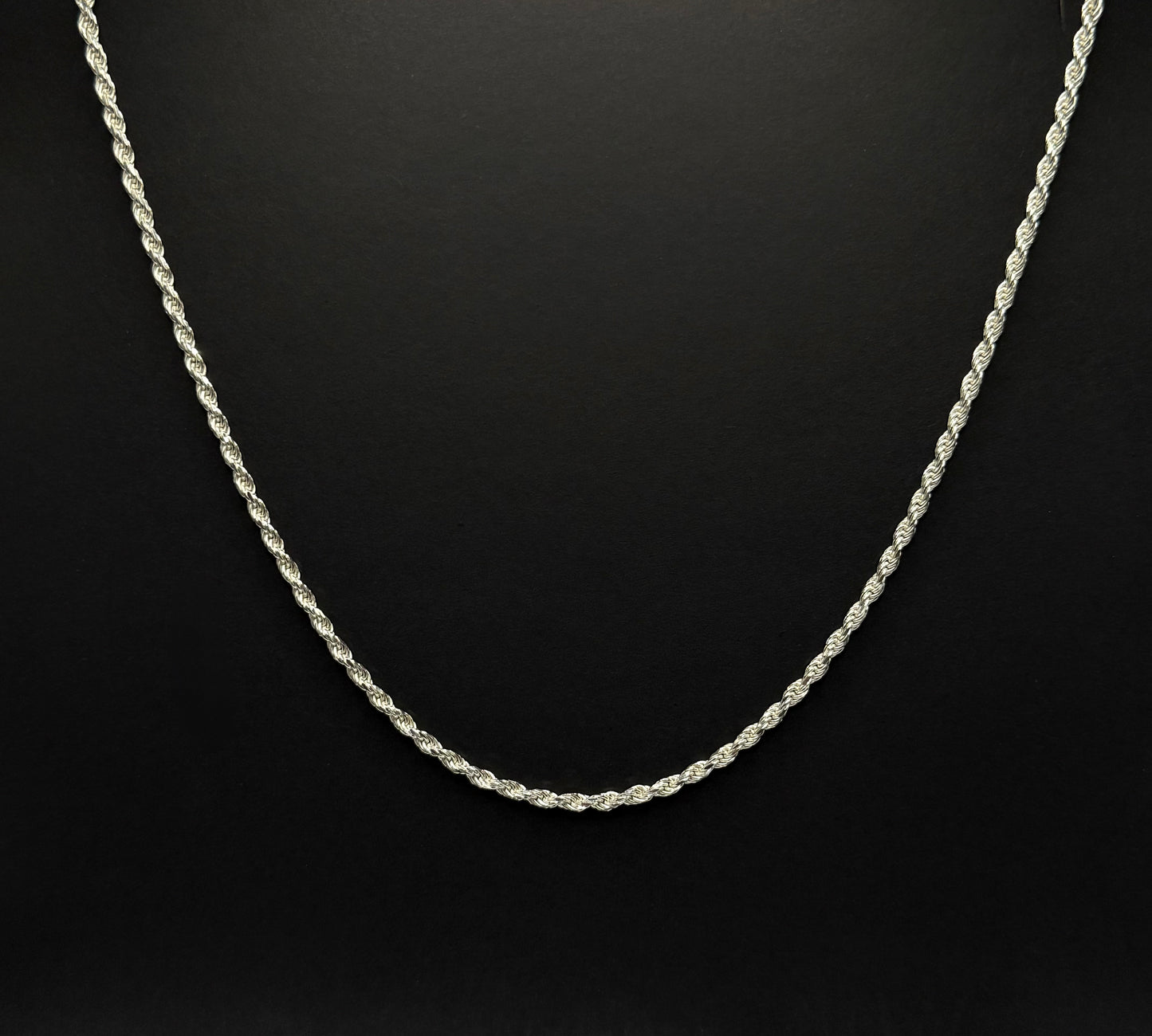 925 Sterling Silver Diamond Cut Rope Chain 3mm