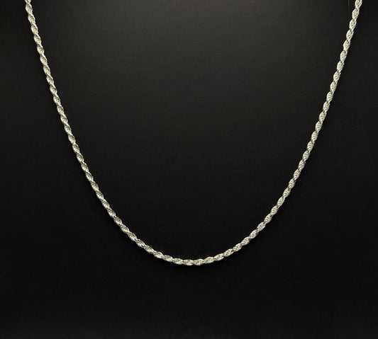 925 Sterling Silver Diamond Cut Rope Chain 3mm