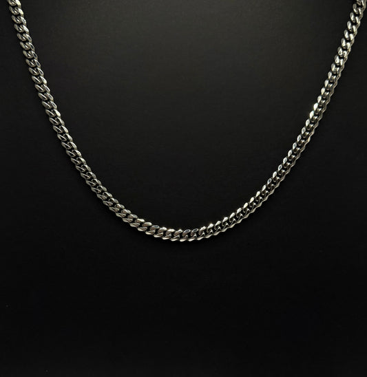 14K White Gold Plated Stainless Steel Cuban Link Chain 6mm