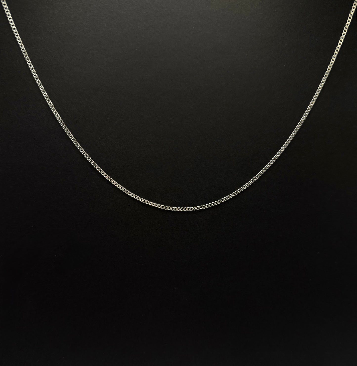 Cadena de eslabones de plata de ley 925 de 2 mm y 18"