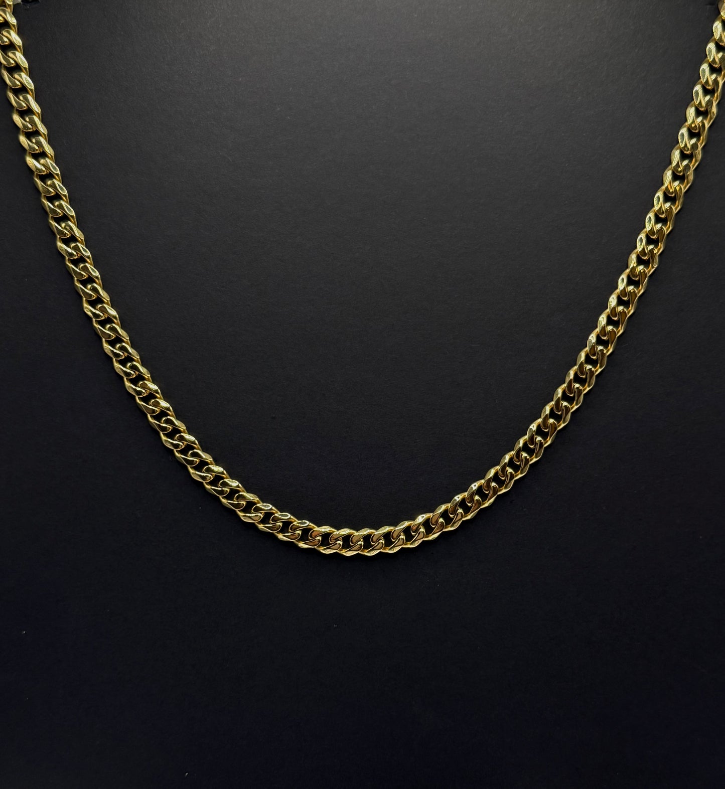 Eslabón cubano de acero inoxidable chapado en oro de 14 k