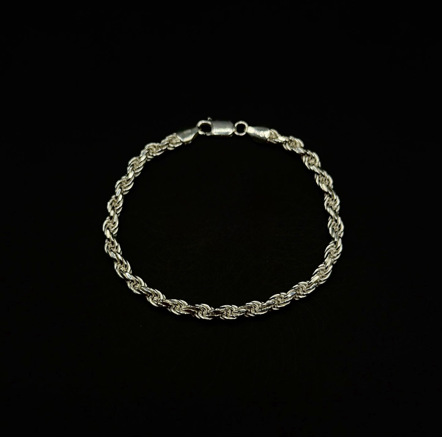925 Sterling Silver Diamond Cut Rope Bracelet