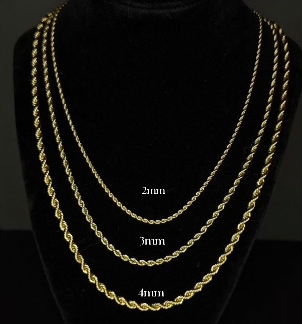 Cadena de acero inoxidable chapada en oro de 14 quilates de 4 mm