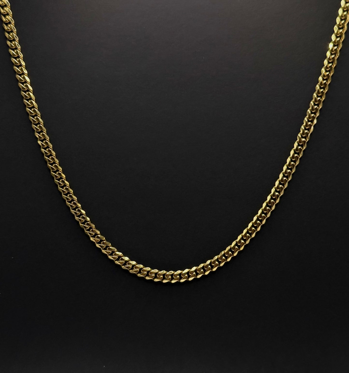 Eslabón cubano de acero inoxidable chapado en oro de 14 k